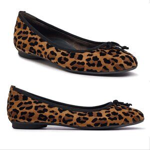 PAUL GREEN Ursula Ballet Flats Size US 6 Sisal Leopard Velvet Bow NEW $398
